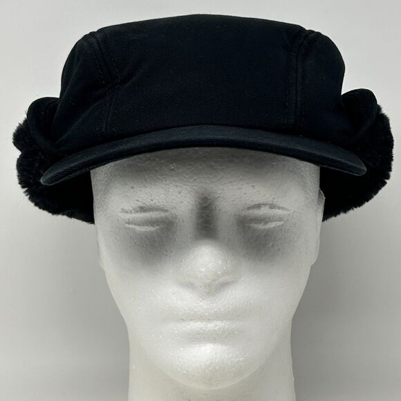 Broner Duck Work Cap Winter Hat X-Large Canvas Faux Fur Soft Pile Ear Flap Black - Picture 3 of 13